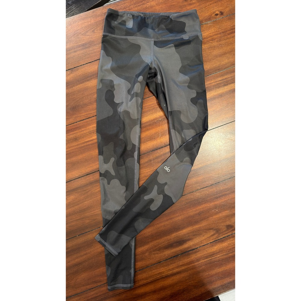 Alo‎ Yoga Dark Camo High Waist Full Length Leggings Women's Small Black Grey